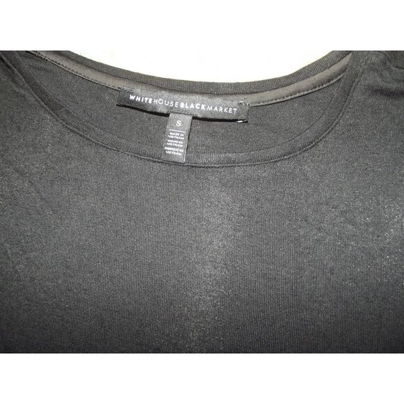 White House Black Market Shirt Womens Small black long sleeve ribbed knit crew - Picture 3 of 11
